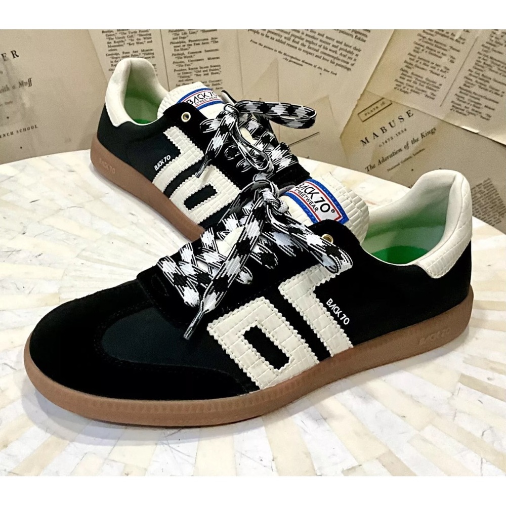 Free People Back 70 Ghost Sneakers Black Mixed Material 2 Tone Laces - Picture 9 of 11